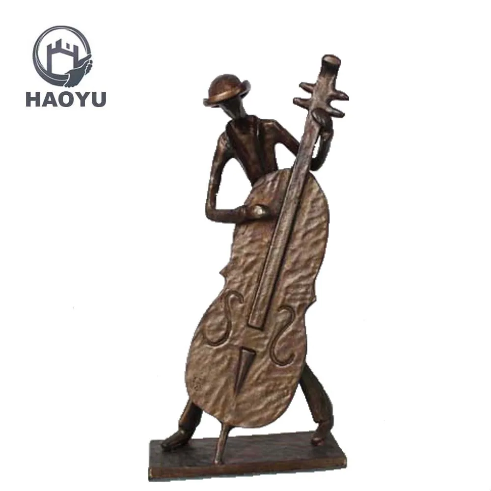 Hot sale Metal figurines cast iron musician sculpture for home decoration