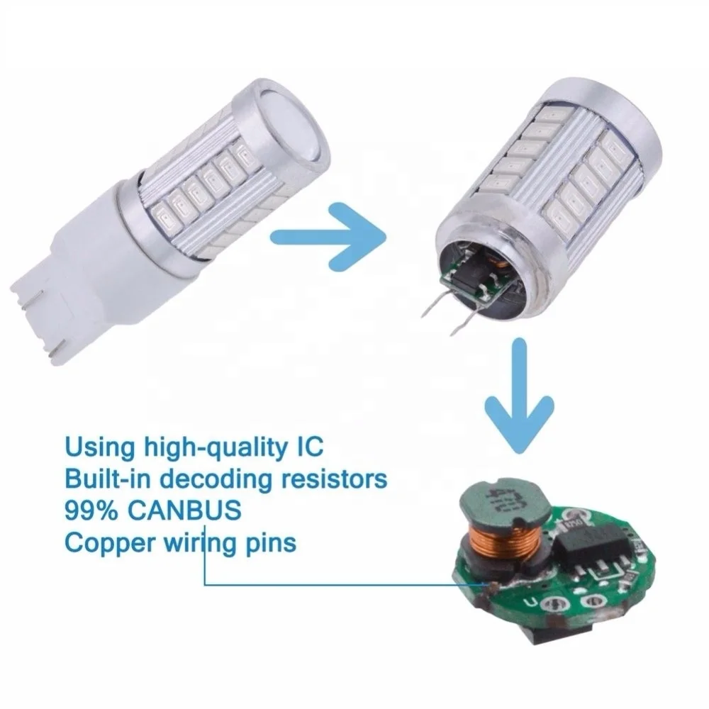 T20 Bulb 7443 7440 Socket 33SMD 5630 5730 Chip LED Car Strobe Turn Light DC 12V Auto Led Flashing Brake Lamp