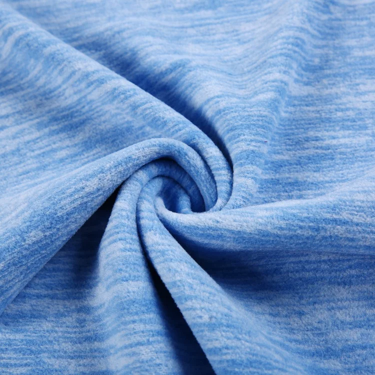 Blue polyester knitted winter warm soft touch tela poliester polar fleece fabric for scarf