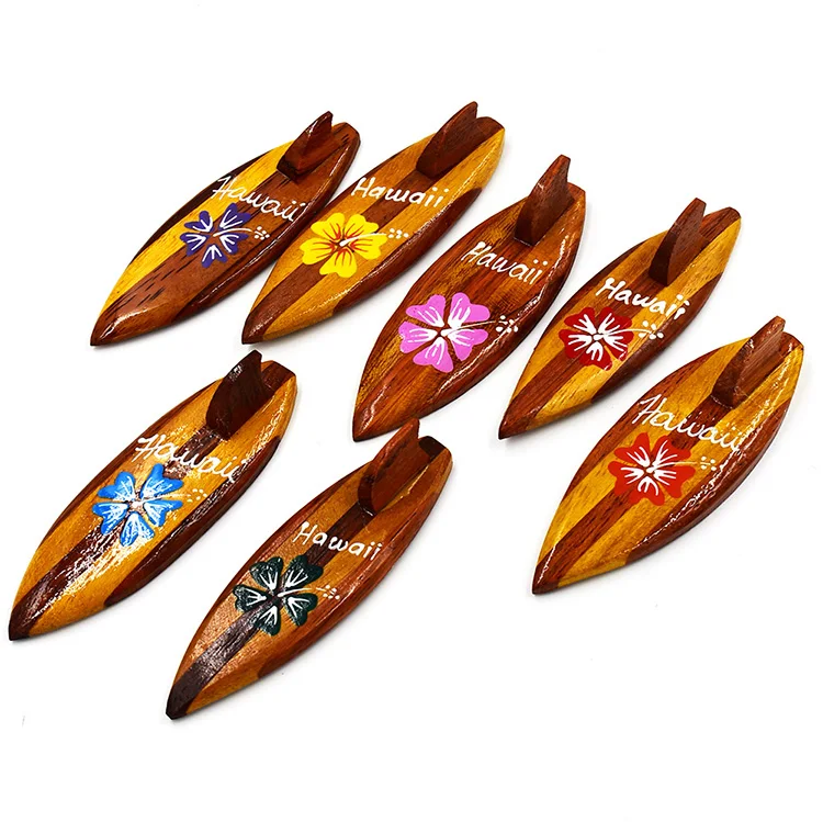 Wooden surfboard magnet, hawaiian hibiscus flower magnet, high souvenir gift magnet