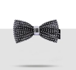 Newest Design Crystal and Leather Black Bow Tie for Boys