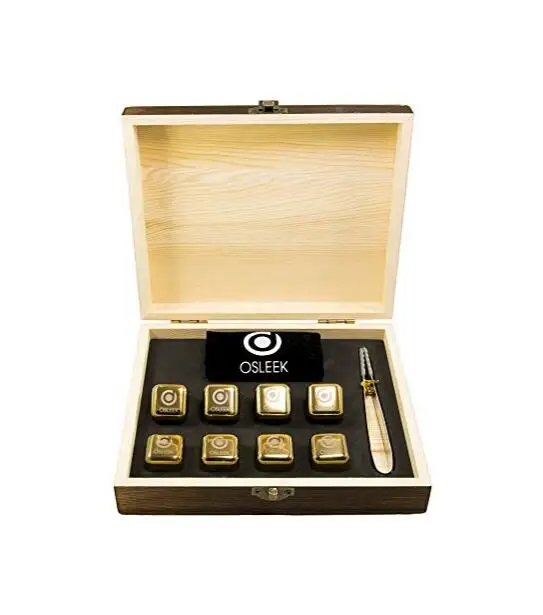 Solid wooden Whiskey Stones and Whiskey Glass Gift Boxed ,wooden box with whiskey stone accessories