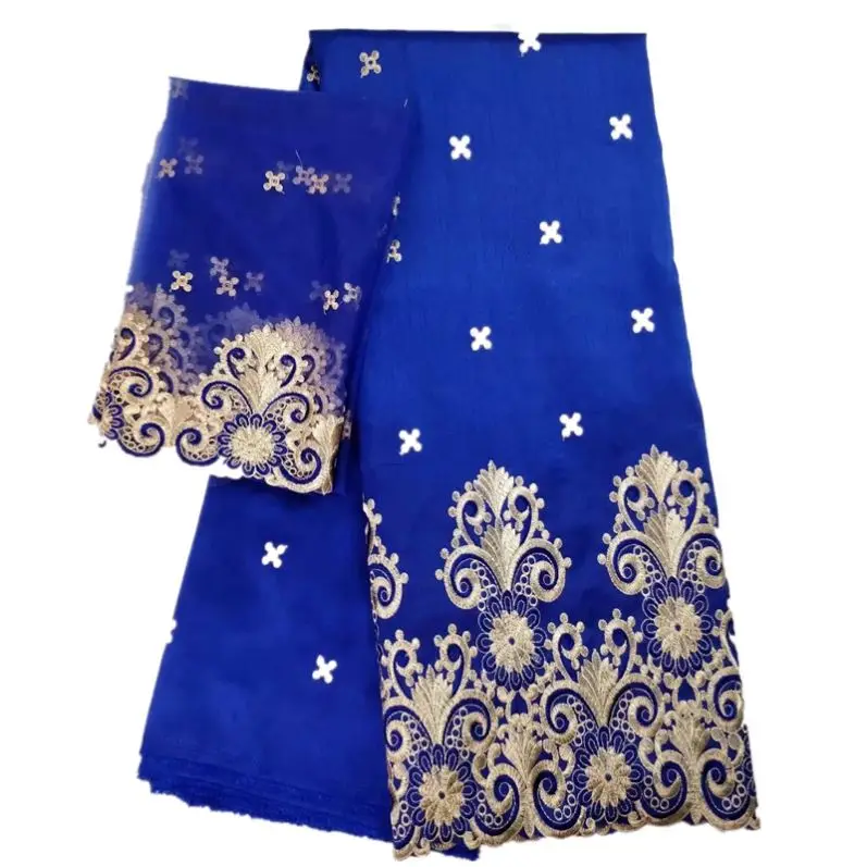 
2019 high quality african george fabric embroidery indian george wrappers with french blouse set 