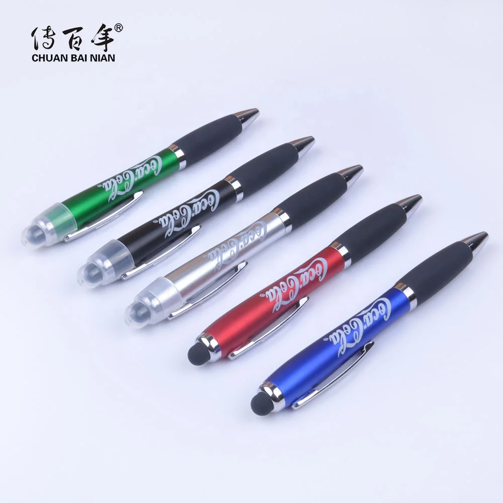 Hot Sales Stationery 3 in 1 Promotional Pen with Led Light Logo and Stylus