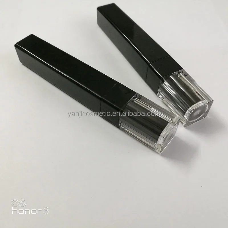 
6ml Custom logo square plastic empty cosmetic black mascara tube/bottle/container with silicone brush 