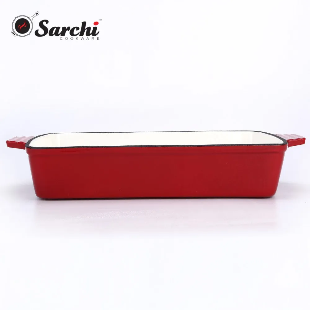 Rectangular Lasagna Pan Cast Iron Enamel Roaster Dish Pans