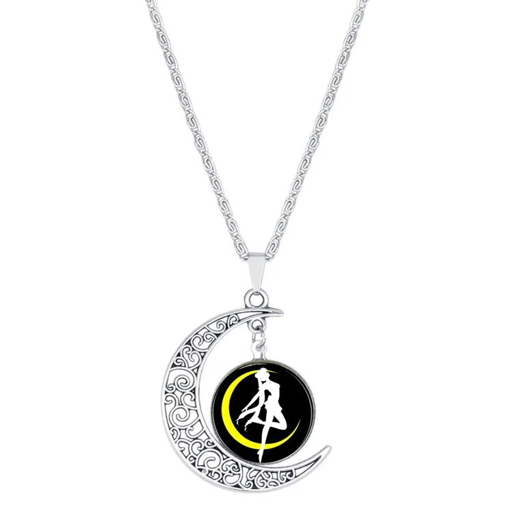 New time gem hollow carved Moon Necklace Sailor Moon fashion necklace pendant clavicle chain