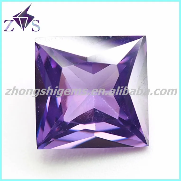 amethyst color princess cut cz loose stones
