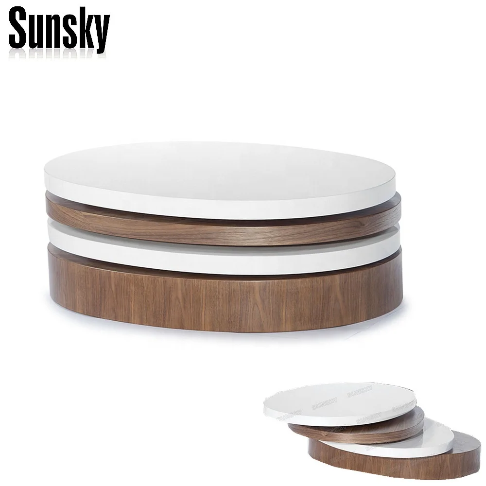 Деревянный круглый вращающийся функциональный журнальный столик, чайный столик SK1244