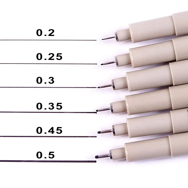 
6CT assorted Point Sizes Archival quality ink fineliner pen black 