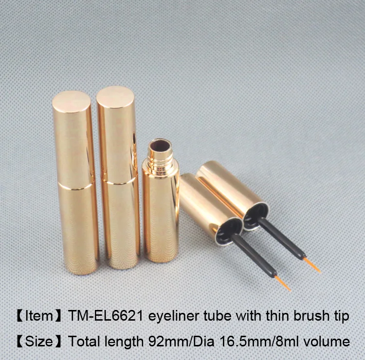 
moq 500pcs TM-EL6621 8ml shiny gold liquid eye liner bottle blowing eyeliner tube empty packaging 