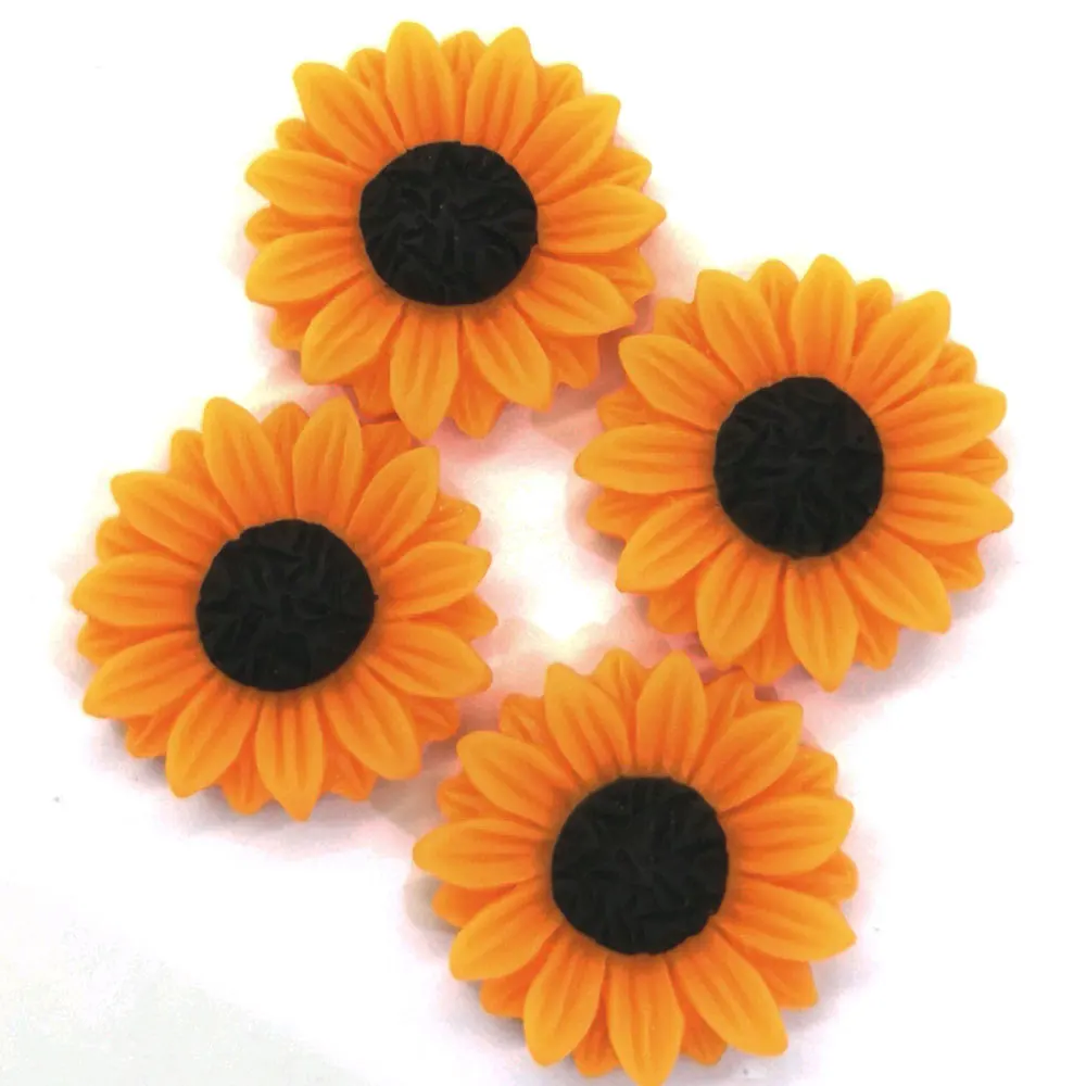 24MM Acrylic Resin Sunflower Cabochons Flatback Brown Floral Tiny Kawaii DIY Embellishments Loose Beads for DIY Projects