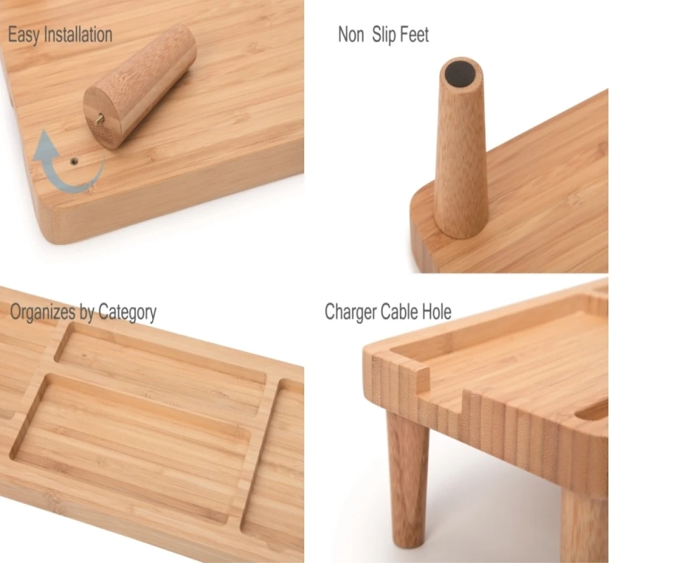 Home office Bamboo Keyboard Storage  Organizer for Tablets and Desktop Gadgets