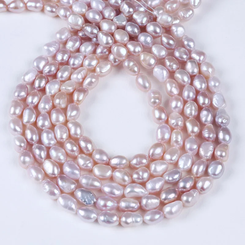 Бусины россыпью с пресноводным барочным жемчугом, 8-9 мм, цвет белый, розовый, фиолетовый, 16 дюймов