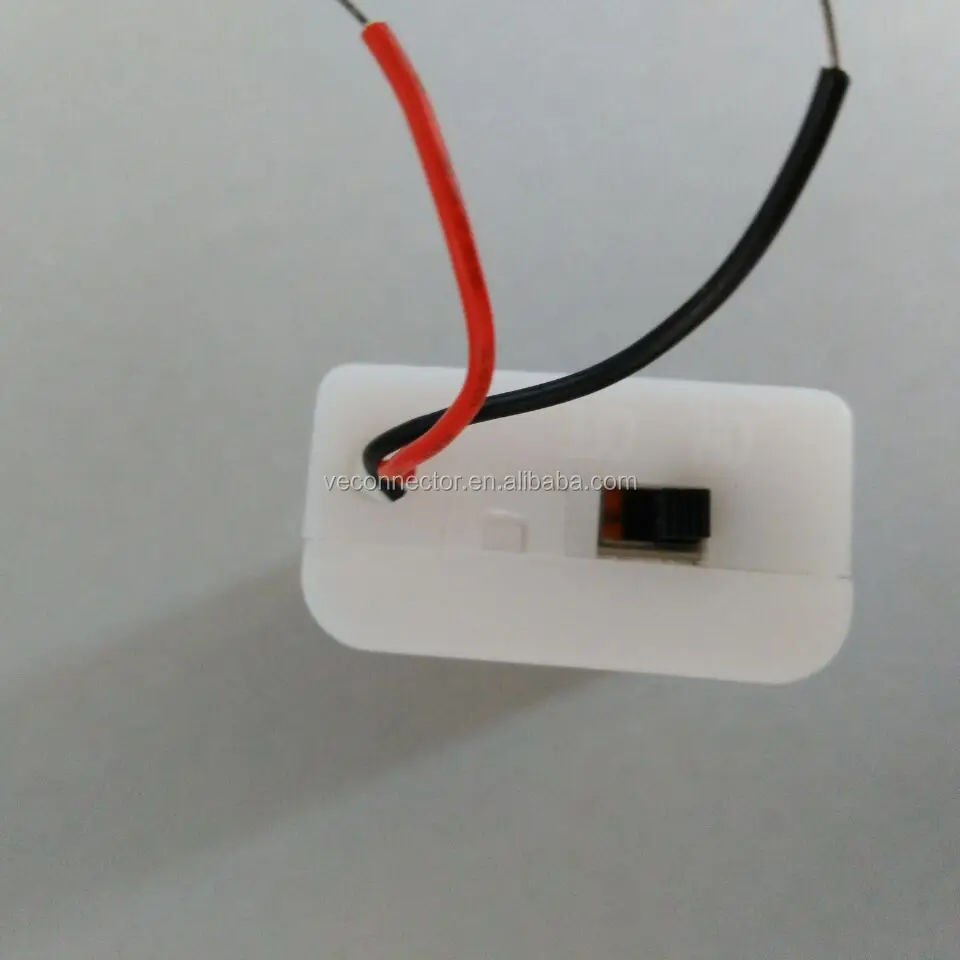 white 2AA longer Battery Holder with switch and wires