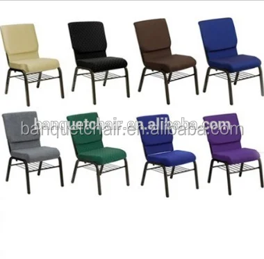 Hot sell Used stacking metal church chair with bookrack