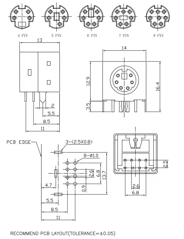 S видео терминал ТВ адаптер мини din 6P разъем