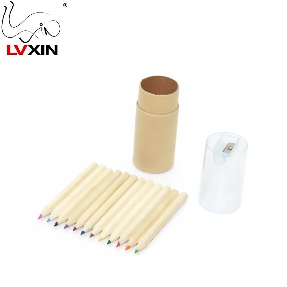 12 Colors With Sharpener Mini cute Child Gift Wooden Writing Colored Pencils