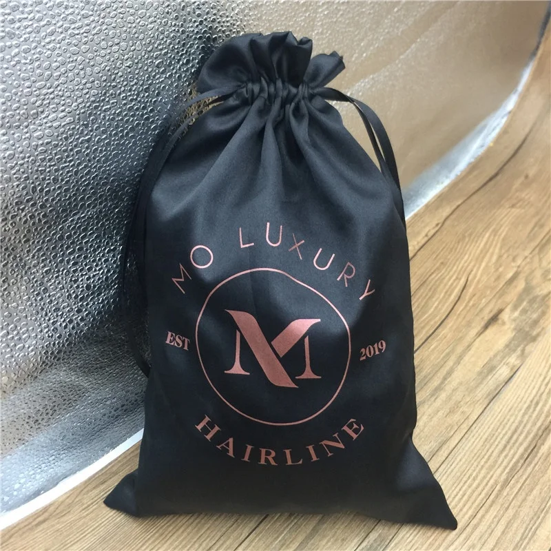 Custom satin silk bag for hair bundles/braided wigs, satin virgin hair packaging bag