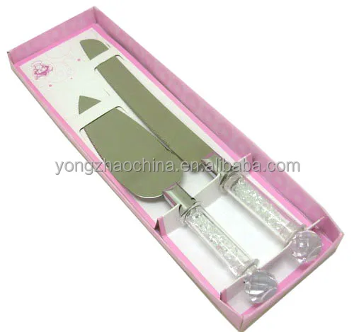Yangjiang Factory, Cake server set of 2  with crystal handle filled pearls inside , very elegant for parties