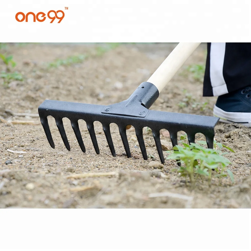 one99 Tools Level Head Rake With 11 Tines For Garden Works