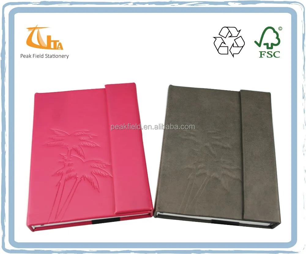 High quality Custom made Peronalised A5 PU Leather Bound Travel Journal with Magnetic Closure