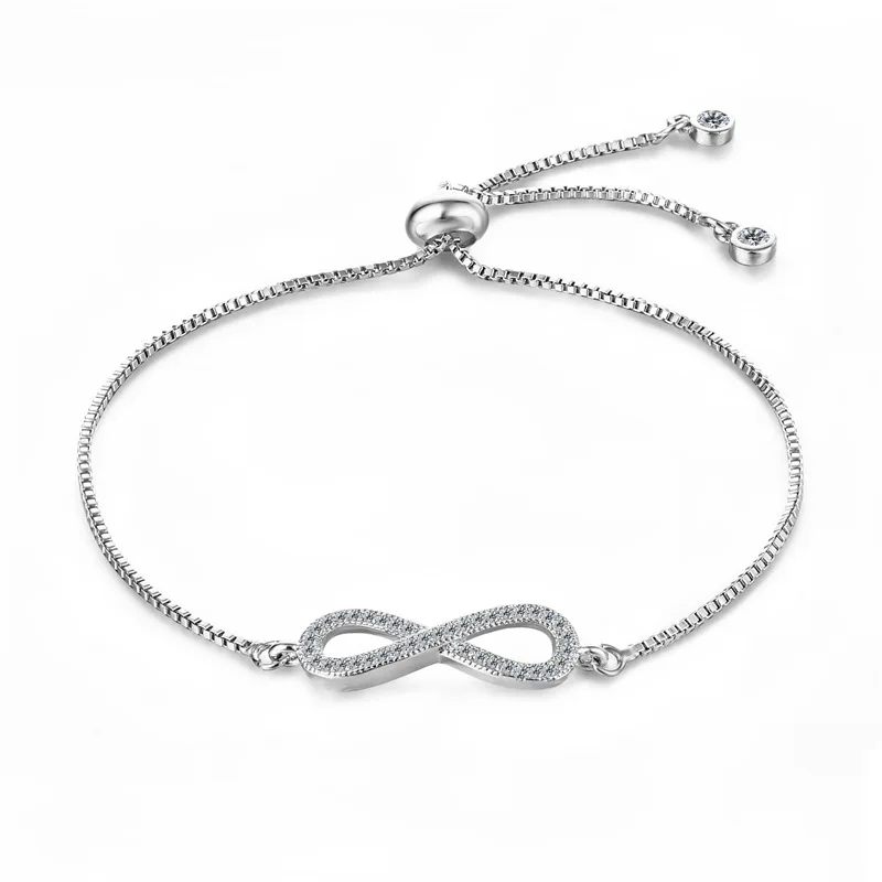 
Factory wholesale adjustable jewelry pull handle rope cross no limit 8 word set zircon bracelet 