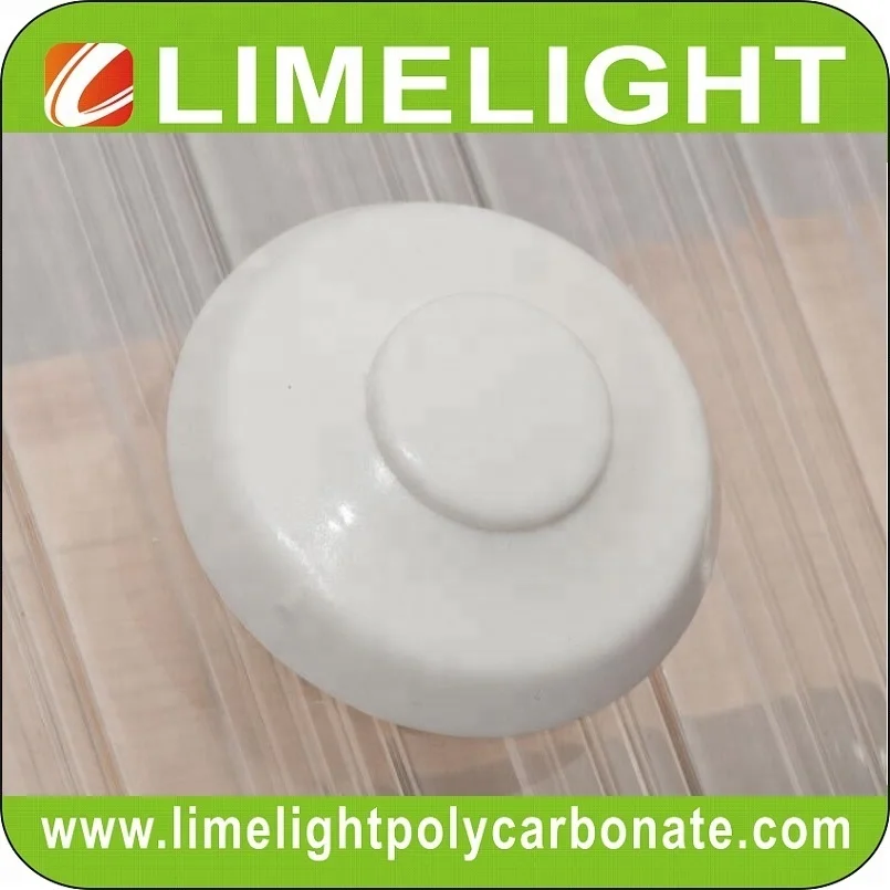 Waterproof polycarbonate cap screw fixing button with foam washer for 6mm to 16mm polycarbonate hollow sheet