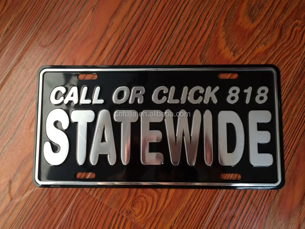 Decorative 3d embossed aluminum metal car license plate number plate