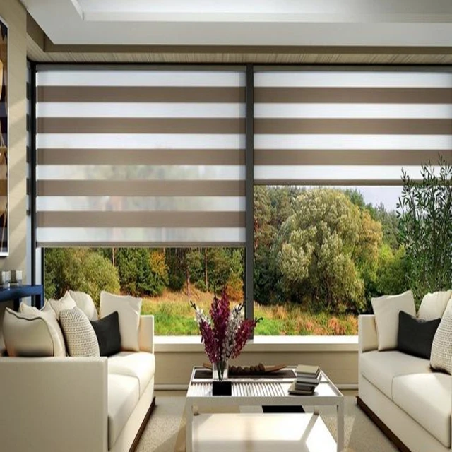 Manual Zebra Roller Blinds With Double Layer Shades For Windows Low MOQ