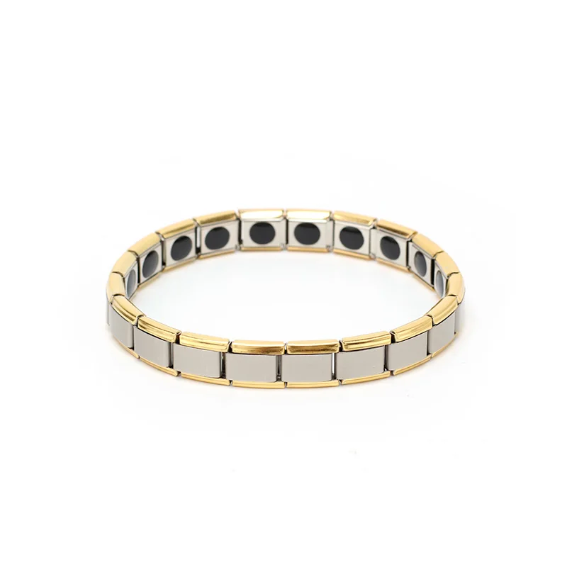 Wholesale 9mm Width Stainless Steel Health Germanium Bracelet IP Gold Plated
