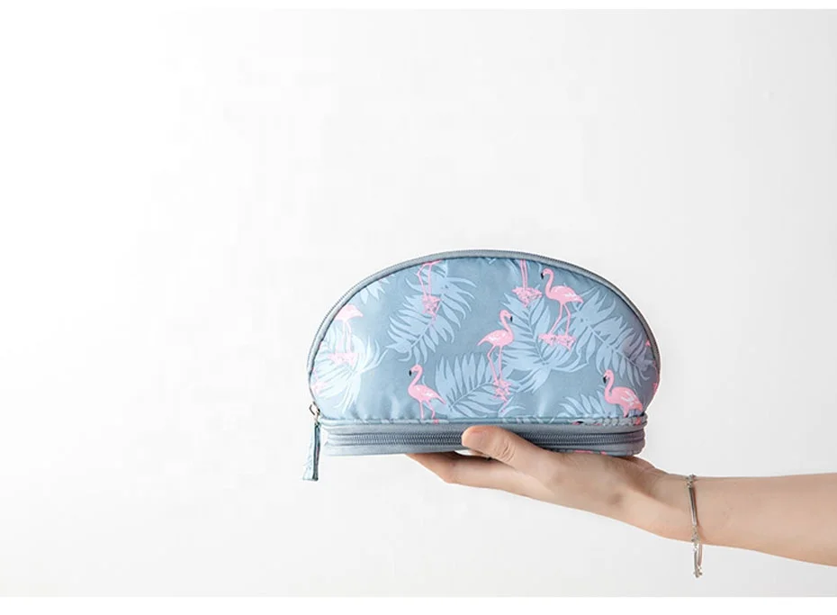 Custom Portable Cosmetic Bag Double Layer Travel MakeUp Pouch Bag Make Up Bag