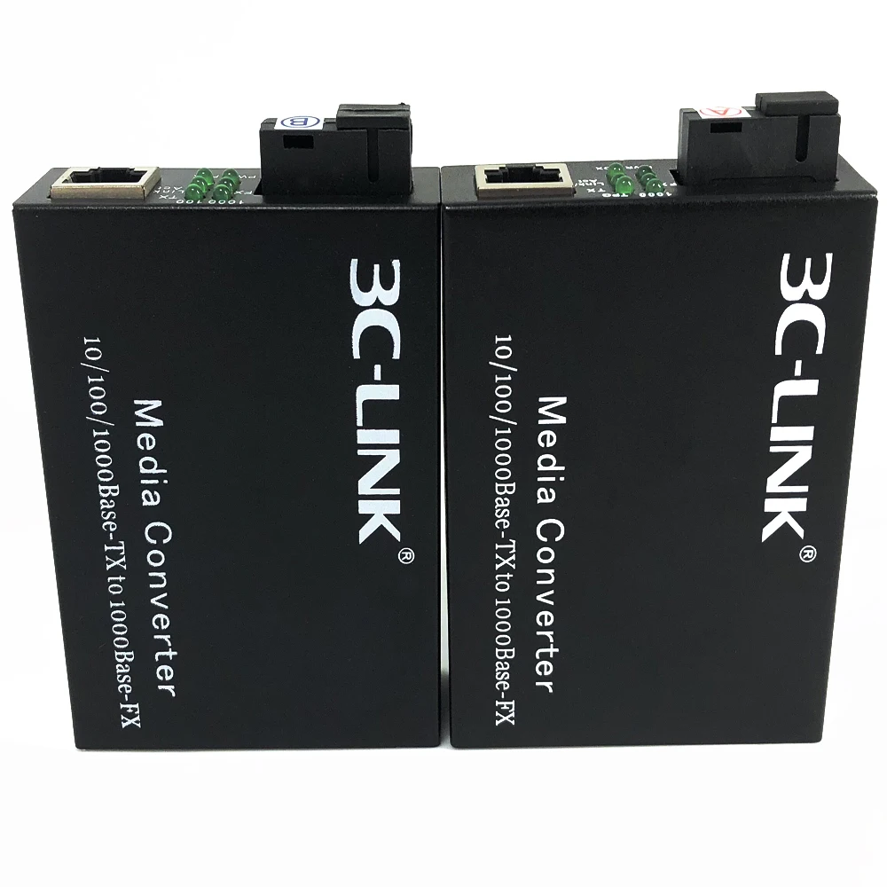 10/100/1000 Fiber Optic Ethernet 1 SC Media Converter rj45 to Single Fiber for Enterprise Switches