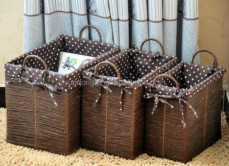 Brown paper woven baskets for books / magazine