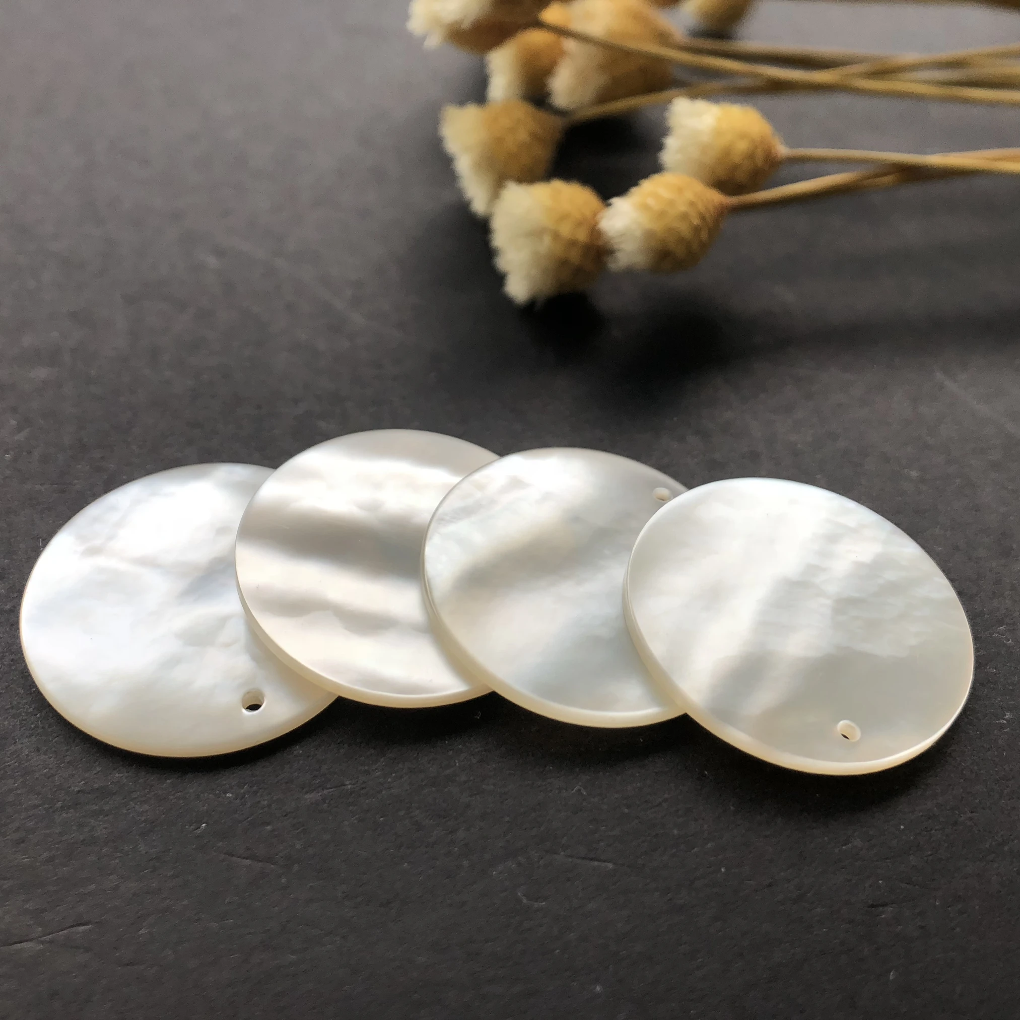 Factory outlet hot sale good quality round mother of pearl Gemstone jewelry punch white shell