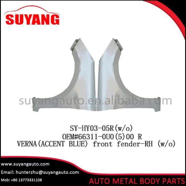Замена переднего крыла правого для запчастей кузова автомобиля Хендая верны