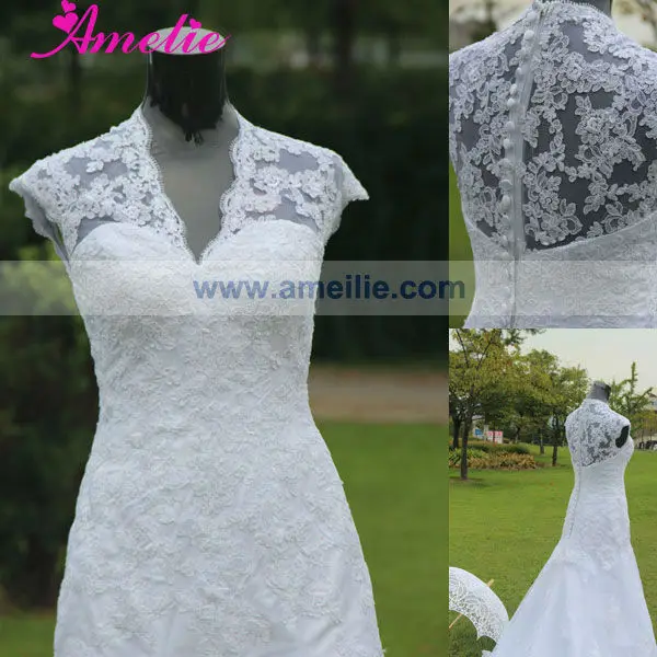 Настоящее Cap Фото шнурка втулки аппликация свадебное платье 2013