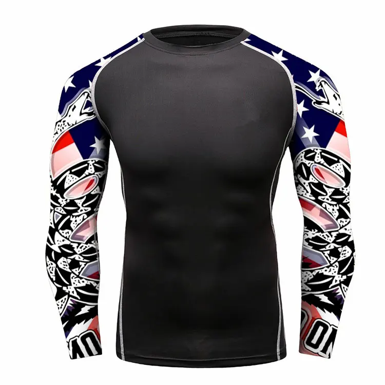Custom Lycra Fabric Mens Compression Shirts USA Confederate Gadsden Flag Rash guard Sets