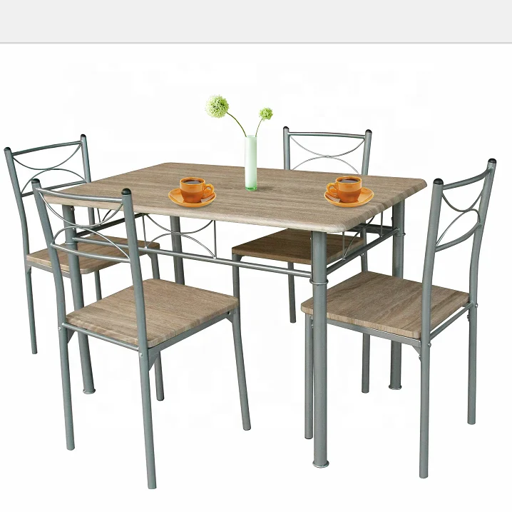 simple cheap dinning room sets Iron and wood furniture dining table set