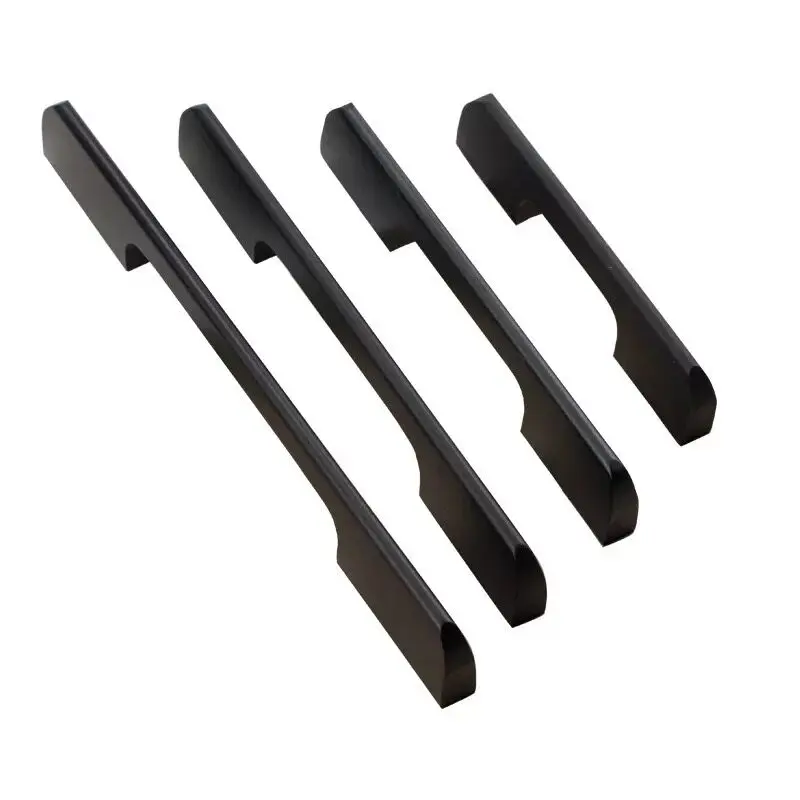 Solid Aluminum Black Furniture Cabinet Wardrobe Drawer Door Pull Handle Long 96mm-1200mm Size