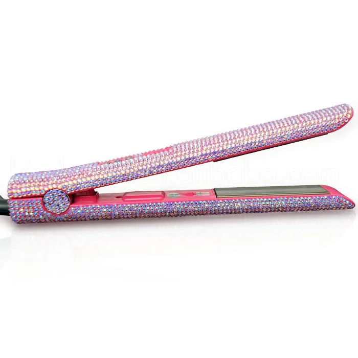 Quite Colorful Diamond Studded Cheap Custom Crystal Bling Hair Straightener Flat Iron