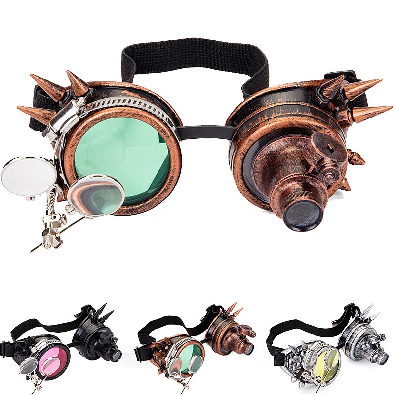 Wholesale Fashion Vintage Welding Cyber Rivet Cosplay Glasses LED Party Sunglasses Gothic Steampunk Sunglasses