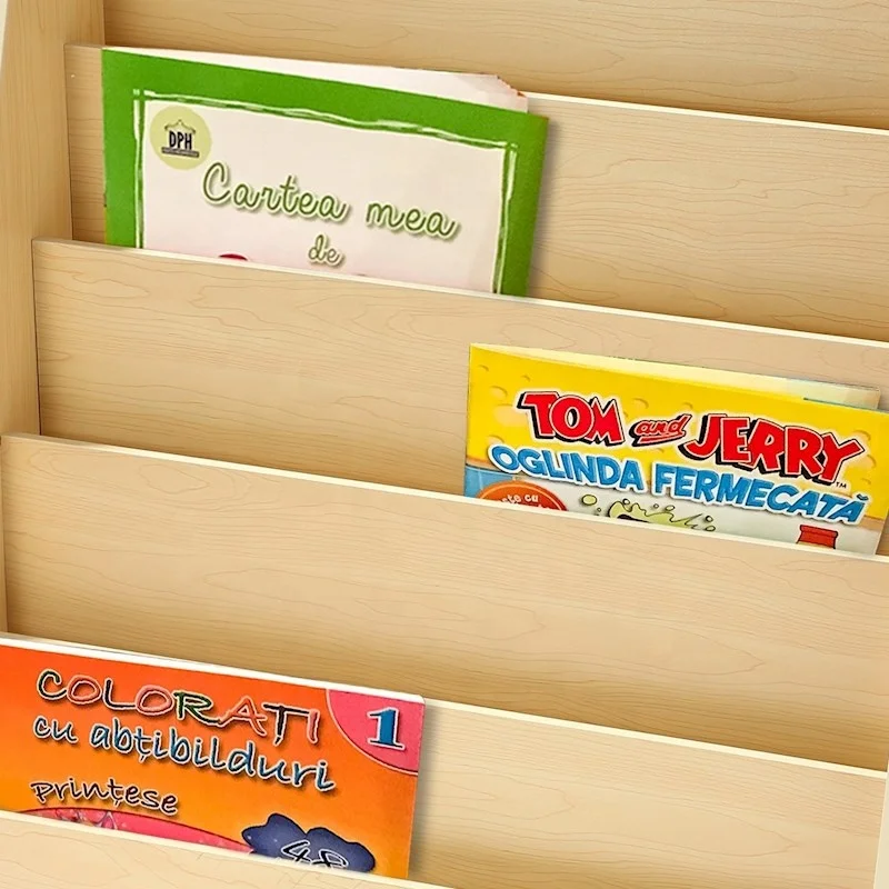 new style design 5-Level Kids Wood Bookshelf Bookcase Rack Toy Storage Organizer Display Shelf for home or kindergarten