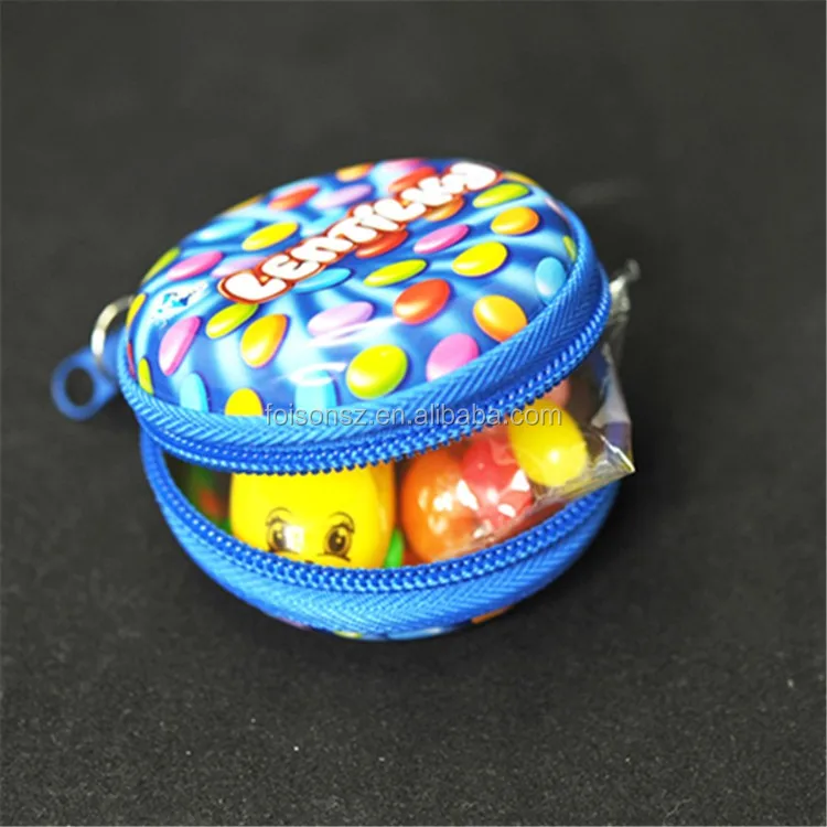 Lovely round zipper metal coin purse round zipper tin box