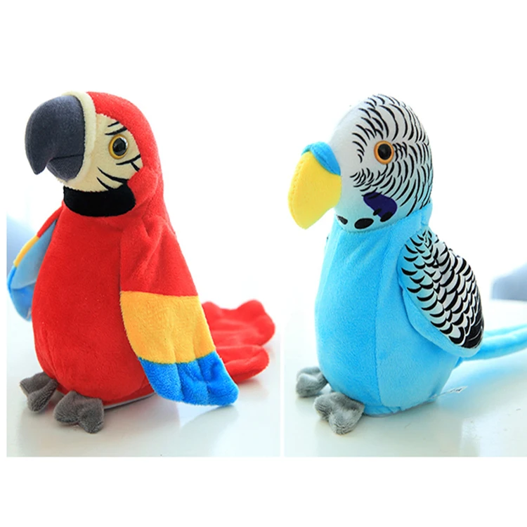 
wholesale peluche Animal licensed logo talking robot plush Parrot toys with music 