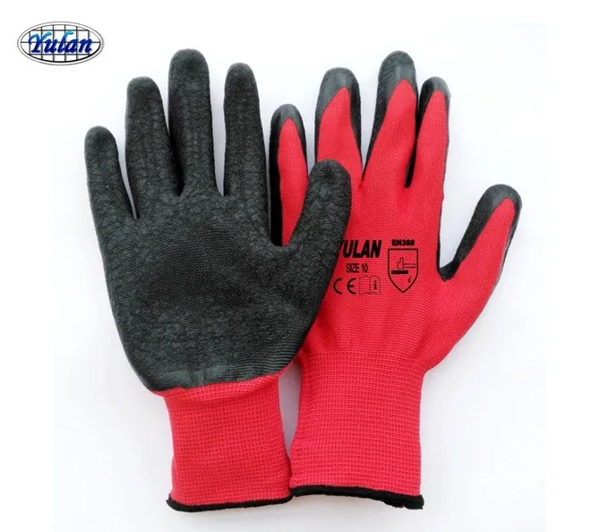 Yulan DLP603 13 gauge Blue polyester palm coated latex crinkle finish working gloves