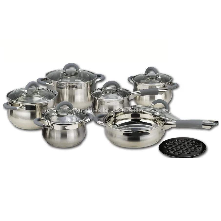 wholesale Stainless Steel cookware Pots Set Kitchen Ware 12pcs Soup Cooking Pot casserole pots