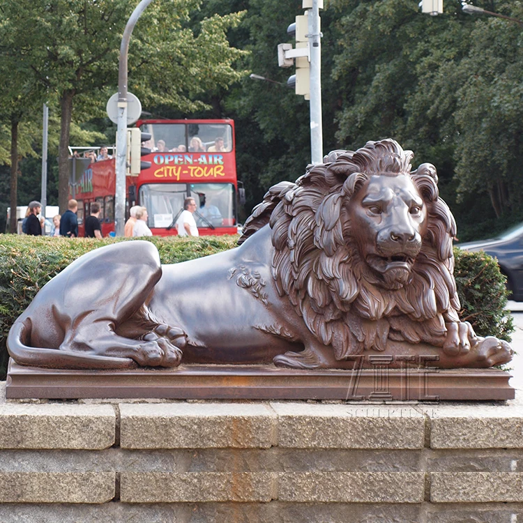 Promotional life size antique brass lion figurines statue for sale