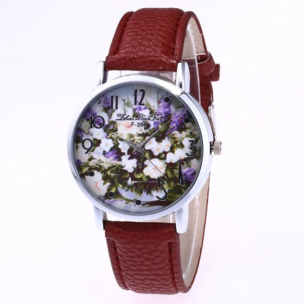 New Styles Fashion Women Watches Rose Flower PU Leather Wrist Watch Diamond Lady Watch Gift Set Women