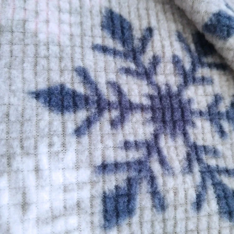 95%polyester 5% spandex printed snow flower premium polar fleece fabric
